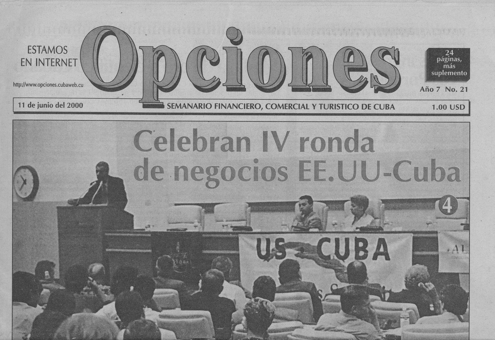 Rivista Opciones del 2000 con Nicola Cecchi al Business Summit tra delegati americani e cubani
